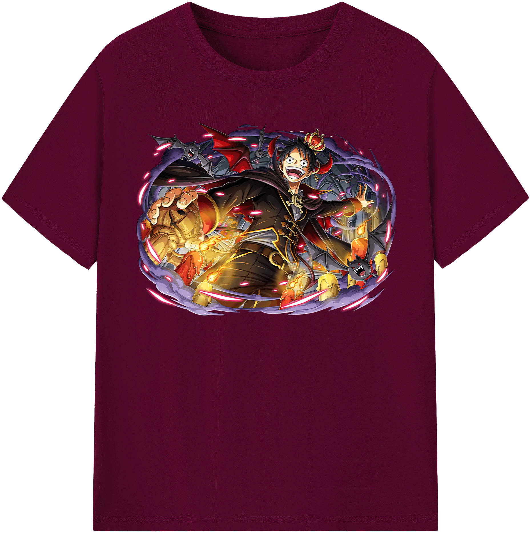 ワンピース モンキー・D・ルフィ ONE PIECE Monkey D. Luffy レディースカジュアルプリントTシャツ（綿100％）